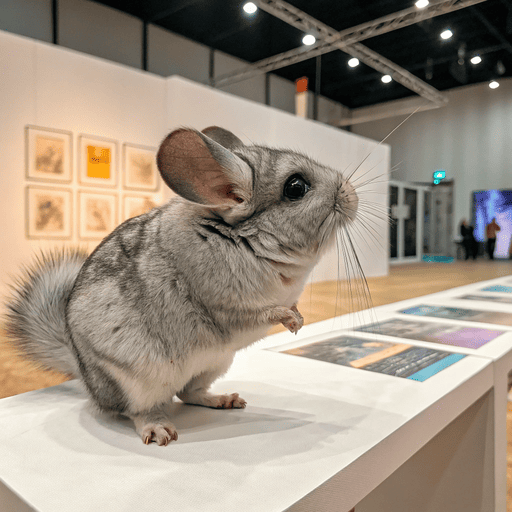 Roedor em mesa de exposições