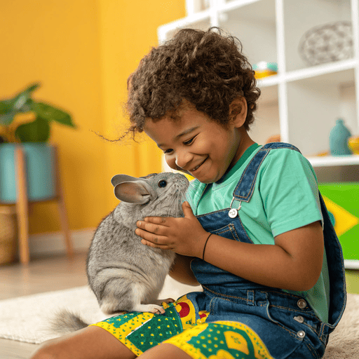 Criança manuseando animal de estimação