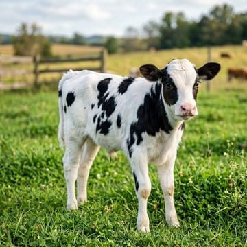 Mini bezerra branca com manchas pretas no pasto